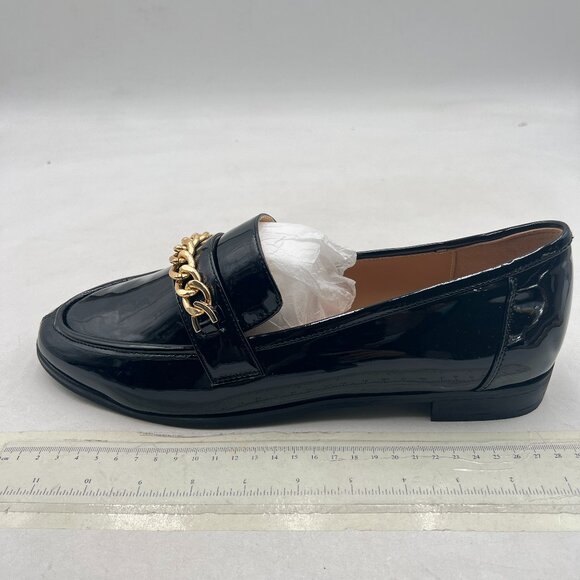 FSJ Black Closed Toe with Chain Loafers Block Low Heel Slip On Comfy Office Shoe - Picture 2 of 8